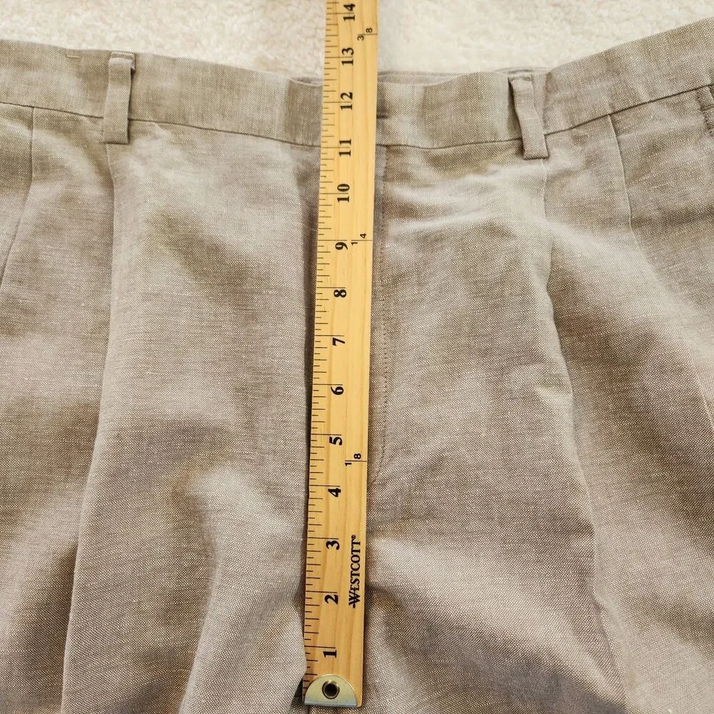 Vtg Roundtree & Yorke Mens Beige Linen Blend Gold Label Pleated Pants Size 38x29